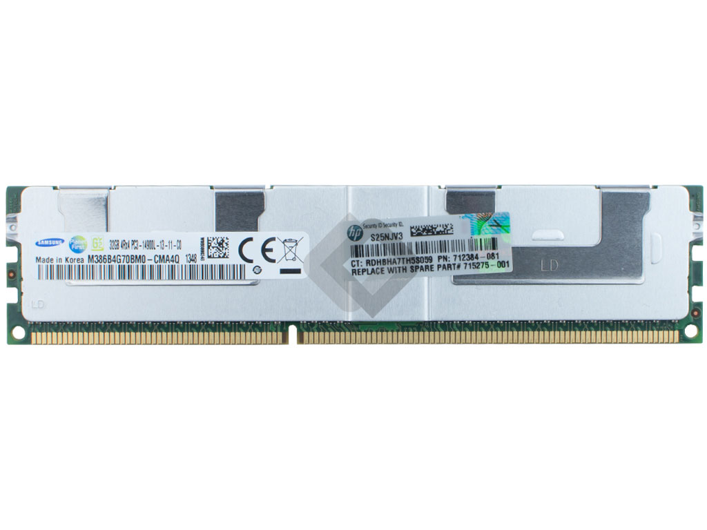 HPE RAM 32GB DDR3 4Rx4 PC3-14900L Dimm ECC LR, 708643-B21, 715275-001