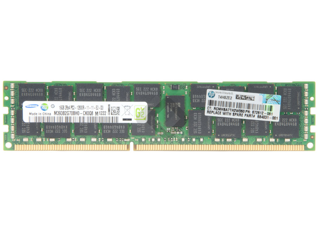 HPE RAM 16GB DDR3 2Rx4 PC3-12800R Dimm ECC REG, 672631-B21, 672612-081