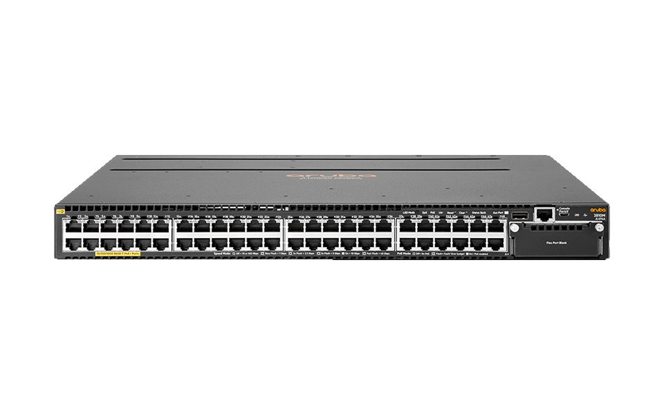 HPE Aruba 3810M 48G PoE+ 1-slot Switch 48x1GbE 0P RK, JL074A